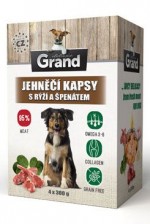 GRAND kaps. deluxe pes jehněčí s rýží a špenát. 4x300g