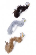 Hračka kočka Míč chrastící s péřovým ocasem 45cm KAR